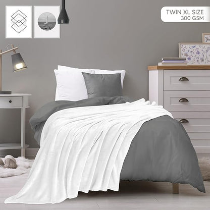 Utopia Bedding Fleece Blanket Twin XL Size White 300GSM Luxury Anti-Static Fuzzy Soft Microfiber Dorm Bed Blanket (90x76 Inch)