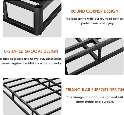 D&H FURNIMMT Full Size Box Spring 7 Inch, Heavy Duty Metal Box Spring Bed Base with Fabric Cover, Mattress Foundation, Easy Assembly, Noise Free（Full）