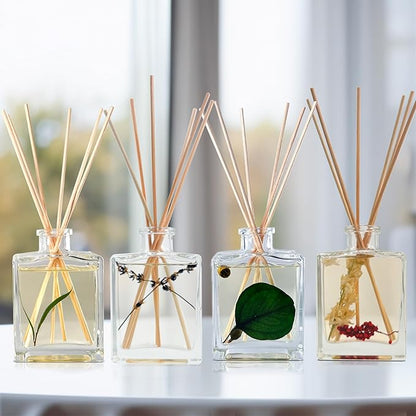 Urban Naturals Holiday Cheer Reed Diffuser Set – Cranberry, Cinnamon, Evergreen, Cedar & Smokey Wood – Made with Essential Oils – Sleek Rectangular Refillable Glass Bottle – Made in The USA