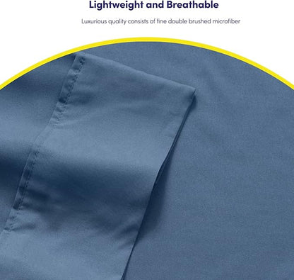 Full Size Bed Sheets - 6 Piece 1500 Supreme Collection Fine Brushed Microfiber Deep Pocket Full Sheet Set Bedding - 2 Extra Pillow Cases, Great Value, Full, Denim