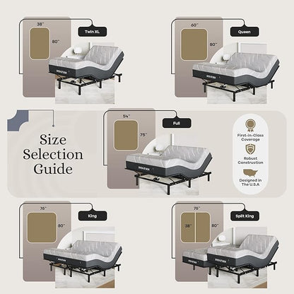 Sven and Son Essential Adjustable Bed Base (Frame) + 12 inch Memory Foam Matt (Medium), Easy Assembly, Head and Foot Lift, Memory Positions, Zero Gravity, Wireless Remote - King