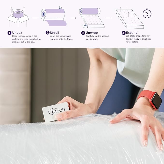 NapQueen 10 Inch Cooling Gel Full Size Medium Firm Memory Foam Mattress, Bed in a Box, White