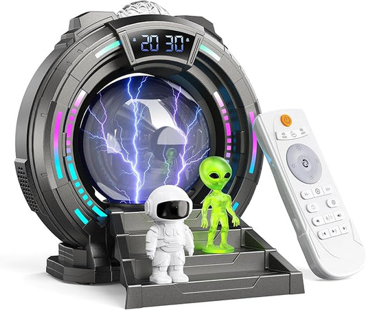 Galaxy Northern Lights Projector Plasma Ball, Night Light Aurora Projector for Kids with White Noise Alarm Clock, Kids Room Decor with Music, Christmas Gifts for Boys Teens