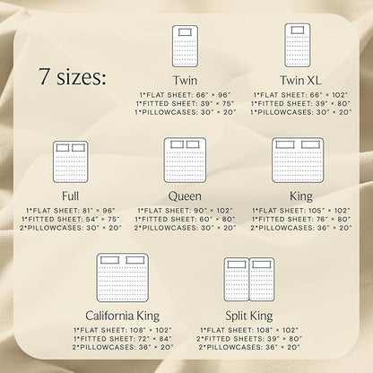 LuxClub 4 PC King Size Sheet Set Deep Pockets Wrinkle Free Cooling Bed Sheets Machine Washable Hotel Bedding Silky Soft - Cream King