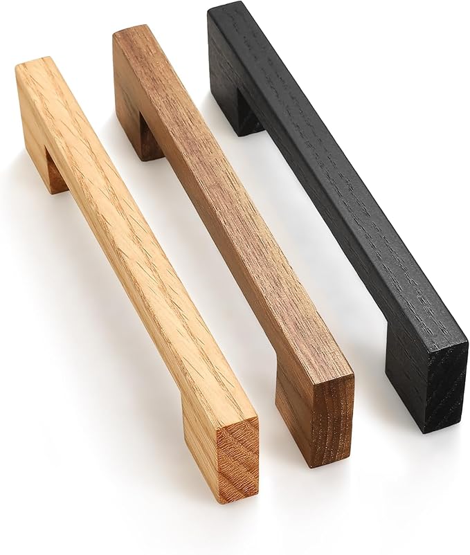 Black Square 7-1/2in 2 pcs Wooden Drawer Pulls Handle pulls for cabinets Kitchen Cabinet Drawer pulls Cabinet Door Pull