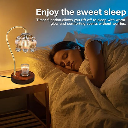 Dimmable Flower Candle Warmer Lamp, Gold Candle Warmer with Timer & 4Bulbs, Womens Gifts for Christmas Birthday, Unique Home Decor for Bedroom Living Room Decor Aesthetic