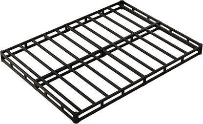 Box Spring Full Size Bed 4 Inch Low Profile, Heavy Duty Metal Box Spring Bed Base with Fabric Cover, Mattress Foundation, Easy Assembly, Noise Free, Black