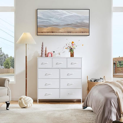 OLIXIS Dresser for Bedroom with 9 Drawers, Tall Fabric Dresser for Storage and Organization, Bedroom Dressers, Chest of Drawers for Living Room, Closet