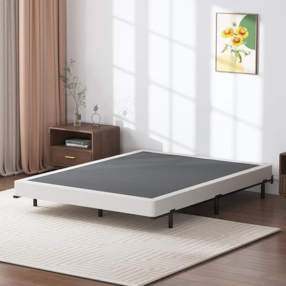 Box Spring Full 5 Inch Low Profile Heavy Duty Metal Mattress Foundation with Easy Clean Fabric Bed Cover, Non-Slip, No Noise, Easy Assembly