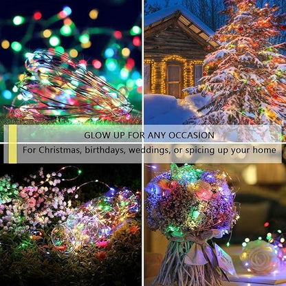 Sanniu Led Fairy Lights Battery Operated, 2 Packs Mini Battery Powered Copper Wire Starry String Lights for Christmas,Bedroom,Wedding,Parties,Patio,Indoor,Home Decoration (5m/16ft Multicolor)