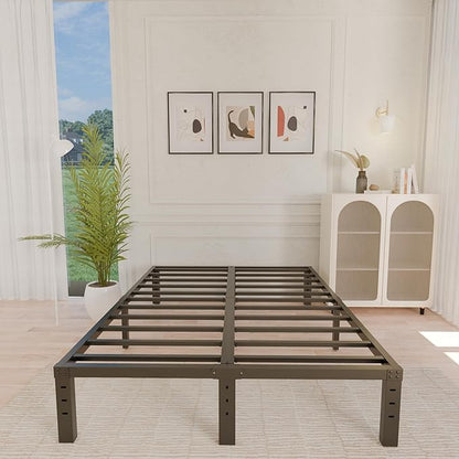 ALDRICH 12 Inch Metal Full Size Bed Frame - Double Black Basic Steel Slats Platform, Easy Assembly Heavy Duty Noise Free Bedframes, No Box Spring Needed