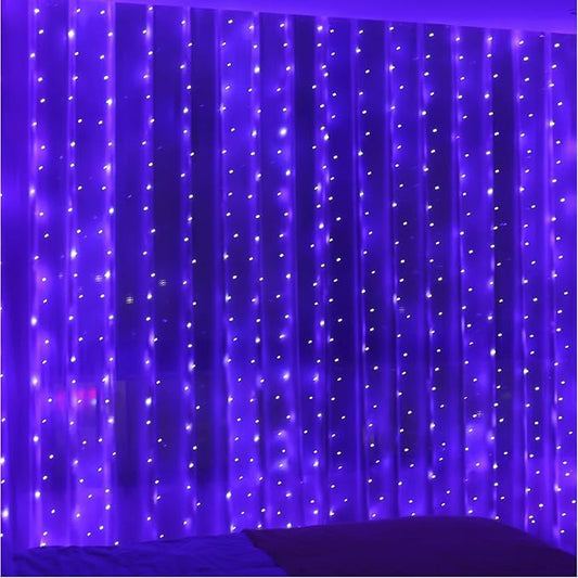 ZSJWL Curtain Lights, 300 LED Curtain Fairy Lights with Remote, 8 Modes 9.8 × 9.8 Ft Curtain String Lights, Waterproof, USB Plug in, Copper Wire Lights for Bedroom Window Chrismas Party, Purple