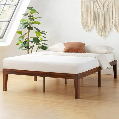 Mellow Naturalista Classic 16 Inch Solid Wood Platform Bed with Wooden Slats, Espresso, King