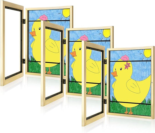 [3Pack] Kids Art Frames, 9x12 Front Opening Kids Artwork Frames Changeable, Gold Artwork Display Storage Frame for Wall, Holds 50 Pcs, for 3D Picture, Crafts, Children Drawing, Hanging Art, Portfolio