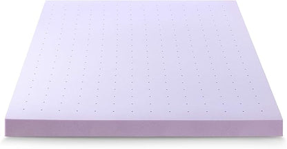 Mellow 4 Inch Ventilated Memory Foam Mattress Topper, Soothing Lavender Infusion, CertiPUR-US Certified, Full