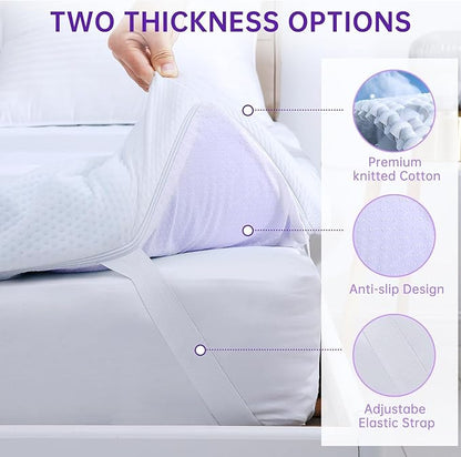 MUXHOMO 2 Inch 7-Zone King Mattress Topper, Egg Crate Foam Mattress Topper King Size for Back Pain, Lavender Cooling Gel Infused Bed Pad, CertiPUR-US and Oeko-TEX Certification (76"×80")