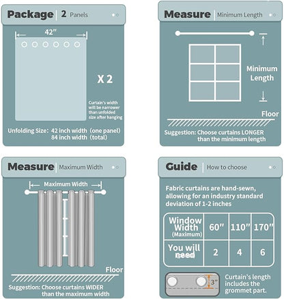 BGment Blackout Curtains for Living Room - Grommet Thermal Insulated Room Darkening Curtains for Bedroom, 2 Panels of 42 x 84 Inch, Spa Blue