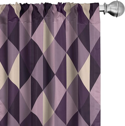 Ambesonne Geometric Window Curtains, Abstract Triangles with Dark and Pale Color Shades, Lightweight Decor 2-Panel Set with Rod Pocket, Pair of - 28" x 95", Dark Purple
