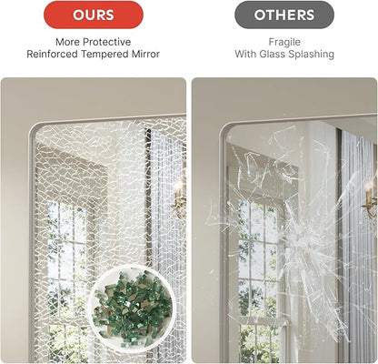 30x22"Bathroom Vanity Mirror for Wall, Aluminum Framed, Farmhouse Rectangle, Anti-Rust, HD Reflection Anti-Desilvering, Distortion Free, Tempered and Shatter-Proof Wall Mounted Mirror, Silver