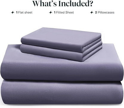 LuxClub King Size Sheets Set, 100% Rayon Derived from Bamboo Cooling Sheets, Breathable & Soft Deep Pocket Up to 16", Hotel Luxury Silky Sheets King Size, Light Grey