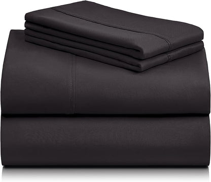LuxClub 6 PC Queen Sheet Set, Breathable Luxury Bed Sheets, Deep Pockets 18" Wrinkle Free Cooling Sheets Machine Washable Hotel Bedding Silky Soft - Black Queen