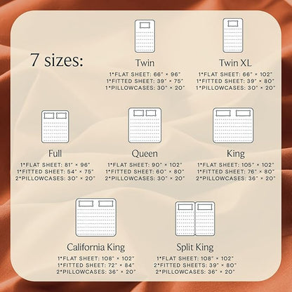 LuxClub 4 PC California King Size Sheet Set Deep Pockets Wrinkle Free Cooling Sheets Machine Washable Hotel Bedding Silky Soft - Autumn Orange California King