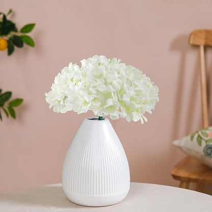 20 Pcs White Hydrangea Artificial Flowers Bulk, Faux Hydrangea Flowers Heads, Artificial Fake Silk Hydrangea Flowers with Stems, White Flowers Artificial for Decoration Wedding Décor