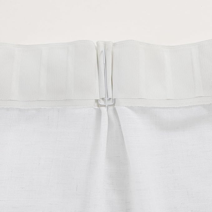 White Sheer Curtains 108 Inches Long, Cotton Linen Textured Light Filtering Drapes, Privacy Living Room Window Decor, Semi-Transparent Floor to Ceiling Pinch Pleat Curtain with Hooks