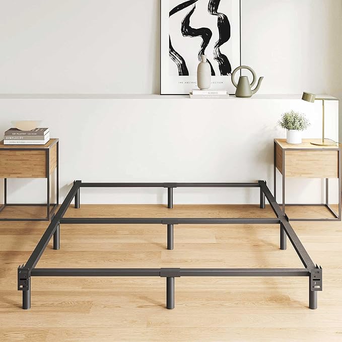 King Size Bed Frame, 7 Inch Metal Basics Bed Frame,Low Profile Base for Box Spring, 9-Leg Support, Noise-Free, Easy Assembly, Black