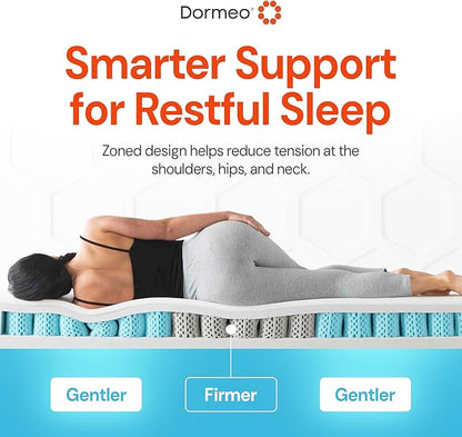 Dormeo Premium Full Size Cooling Mattress Topper - 3-Zone OctaspringⓇ Technology for Optimal Back Support, Anti-Slip Bottom