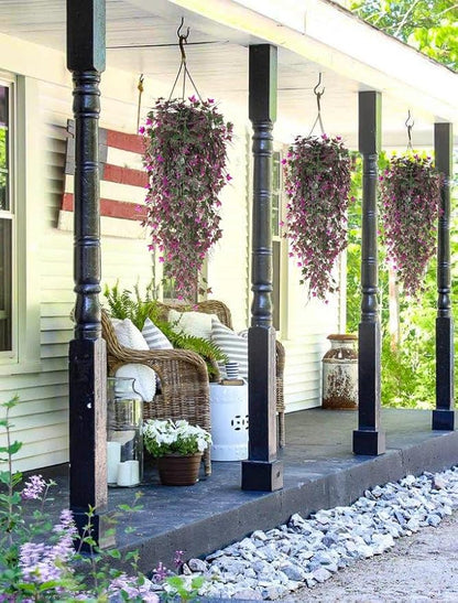 RECUTMS Artificial Hanging Plants Fake Ivy Plant Faux Plants Hanging UV Resistant Artificial Plants for Outdoor Garden Porch Decor Indoor Table Wall Room Office Decoration(Fuchsia)