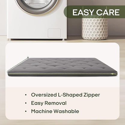 ZonLi Japanese Floor Futon Mattress Full Size 75"x 54", 100% Cotton Cover 2.5'' Thicken Tatami Mattress, Foldable Sleeping Pad, Portable Dormitory Tatami Mat (Grey)