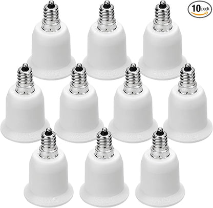 JACKYLED 10-Pack E12 to E26 E27 Adapter Chandelier Light Socket E12 to Medium Socket E26 E27 Converter Bulb Base Adapter Converter