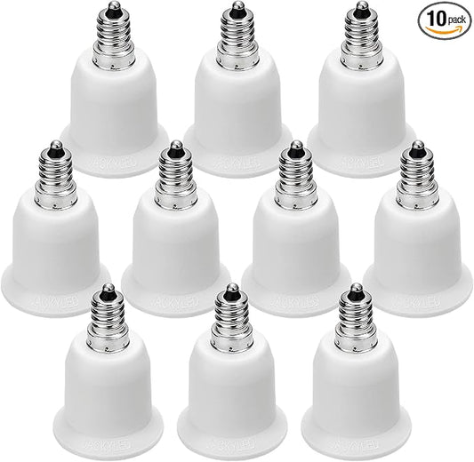 JACKYLED 10-Pack E12 to E26 E27 Adapter Chandelier Light Socket E12 to Medium Socket E26 E27 Converter Bulb Base Adapter Converter