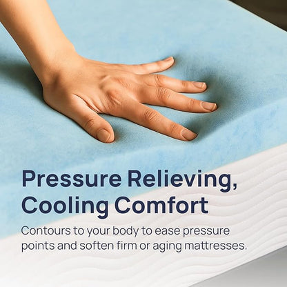 Sure2Sleep Gel Swirl Memory Foam Mattress Topper - 2 Inch, Pressure Relieving, Cooling Comfort - Made in The USA & CertiPUR-US Certified - Softens Firm Beds and Extends Mattress Life - Full Size