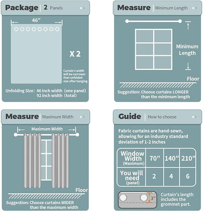 BGment Room Darkening Curtains for Bedroom - Grommet Thermal Insulated Window Treatments Light Blocking Curtains for Living Room, Set of 2 Panels, Each 46 x 63 Inch, Greyish White