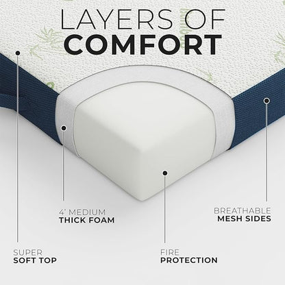 Cozzzi Trifold Foldable Mattress for Floor and Traveling with Removable Cover - Lightweight and Portable Foldable Mattress for Adults & Kids - Compact and Easy to Storage (75in x 25in x 4in)