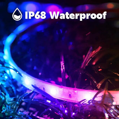 300Ft Outdoor LED Strip Lights Waterproof,Music Sync RGB IP68 Outside Led Light Strips Waterproofs with App and Remote,Exterior Led Rope Lights Waterproof for Deck,Balcony,Roof,Garden,Pool