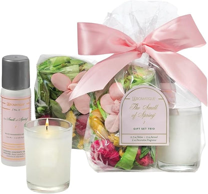 Aromatique Home Fragrance, Smell of Spring, Gift Set - Decorative Potpourri, Room Spray, and Candle - Perfect for Mother's Day and Women in Your Life