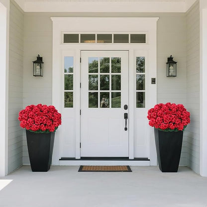 8 Bundles18" Artificial Geranium Flowers for Outdoor Spring Summer Decoration,Fake Silk Geranium Faux Plants UV Resistant for Front Door Planter Outside Home Garden Balcony Yard Porch Decor (Red)