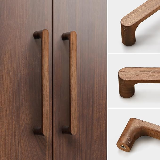 Walnut Round 7-1/2in 4 pcs Wooden Drawer Pulls Handle pulls for cabinets Kitchen Cabinet Drawer pulls Cabinet Door Pull