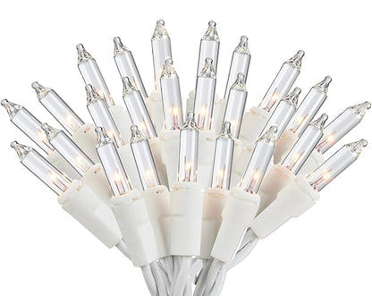 Holiday Pride White Christmas Tree Lights - 100 Count Clear White Lights String on White Wire - 24 Ft - Indoor/Outdoor Use - UL Listed - Static & Flashing Modes - Connectable (Pack of 2)