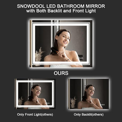 LED Bathroom Mirror, 84"x40" with Front and Backlit, Anti-Fog, Large Bathroom Vanity Mirror for Wall, Memory Function, Stepless Dimmable, Tempered Glass (Horizontal/Vertical)