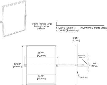 Gatco 4079FS Elevate Framed Rectangle Mirror, Satin Nickel, 32.5"H