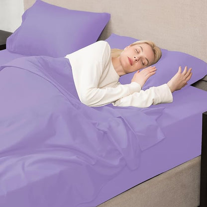 Mejoroom Full Size Sheet Set - Extra Soft Luxury Brushed Microfiber - 1800 Bedding Sheets with 16 Inch Deep Pocket - Breathable, Wrinkle, Fade & Stain Resistant - 4 Piece (Full,Violet)