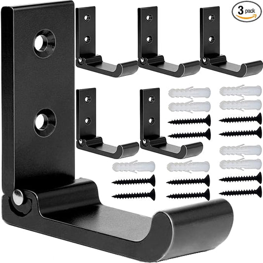 Folding Coat Hooks, Matte Black Wall Hooks for Hanging Coats Bathroom Towel Hooks Hardware Heavy Duty Aluminum Alloy Robe Hooks Wall Mounted DIY Coat Rack Hooks No Rust Indoor, Outdoor (6pcs-Black)
