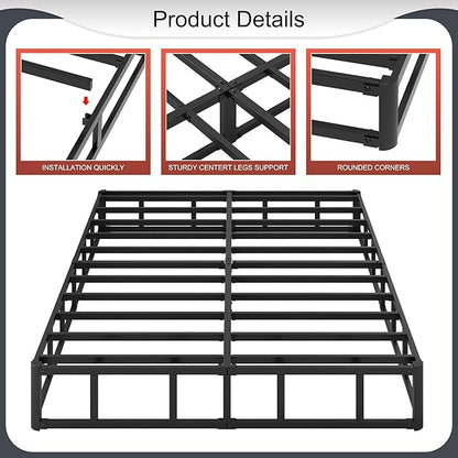 10 Inch Box Spring for Queen Bed High Profile Heavy Duty Metal Queen Box Spring with Fabric Cover, Sturdy Mattress Foundation, Easy Assembly, Noise Free, Black