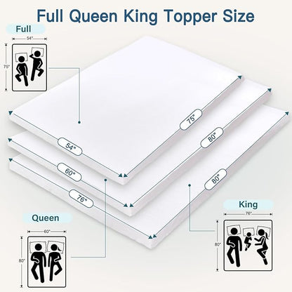 Airensky Queen Mattress Topper, Cooling Gel Infused Memory Foam Topper with Removable Skin-Friendly Cover, Bed Topper for Pressure Relief Back Pain, CertiPUR-US Certified, 2 Inch, 60"x80"