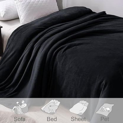 Exclusivo Mezcla Fleece Blanket Twin Size for Bed, Super Soft and Warm, All Season Use, Cozy, Plush, Lightweight, 60x80 Inches Black