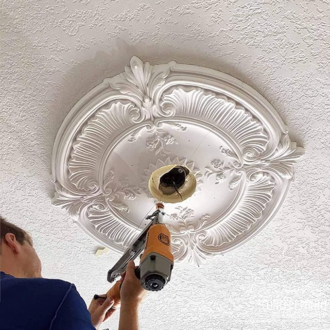 Ekena Millwork CM12BRBLF 12-1/2" x 3-7/8" x 3/4" Bradford Ceiling Medallion, Jet Black